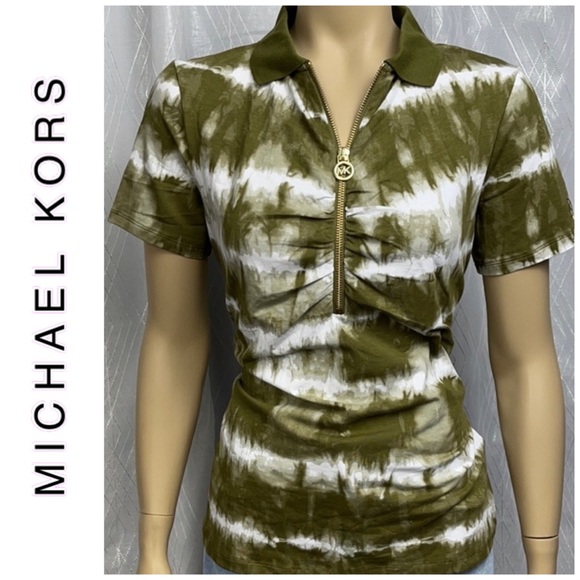 MICHAEL Michael Kors Tops - Michael Kors Tye Dye Collar Zip Tee